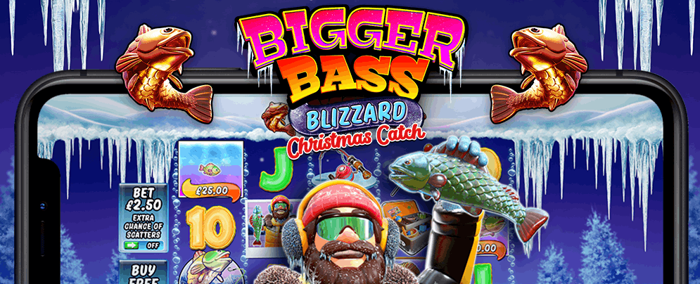 Bigger Bass Blizzard by Pragmatic Play — main hero banner at PowerUp Casino Canada